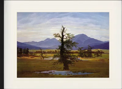 Produktbild von Caspar David Friedrich Gerahmtes Bild Mit Edlem Passepartout | Wand-Bilder | Im Bilderrahmen - Der Einsame Baum, 1822 (60 x 80 cm)