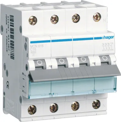 Produktbild von Hager LS-SCHALTER 3P+N 16A-C 6KA4PLE (MCN616)