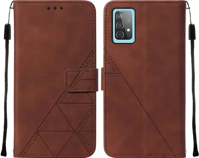 Produktbild von Galaxy A52 4G Hülle, Schlank Prägung Flip Leder Kartenfächer Schutzhülle mit Ständer für Samsung Galaxy A52 4G / 5G / A52S 5G Braun