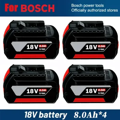 Produktbild von 18V Werkzeugakku - Li-Ion Akkupack 8,0Ah - 8000mAh Kapazität - Wiederaufladbar - Ersatzakku für Elektrowerkzeuge - Set mit 4 Stück