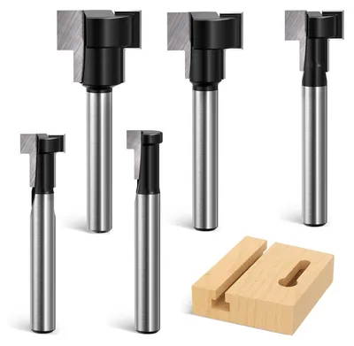T-Nutenfräser 5 Stück, 6 mm Schaft