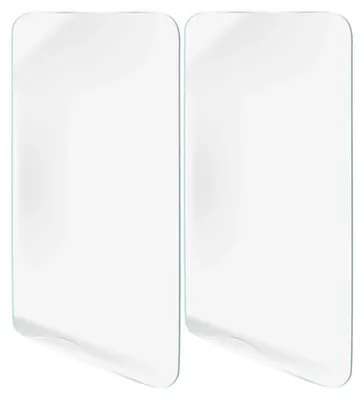 Two clear, rectangular hydrogel screen protectors are shown side-by-side against a white background.