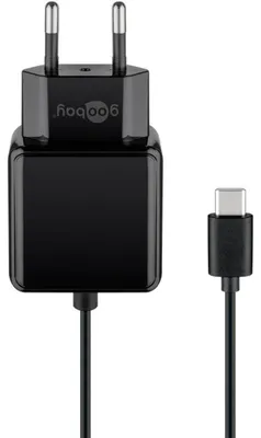 Produktbild von Ladegerät mit 1,5m USB-C Anschlusskabel 3,0A (15W) (schwarz)