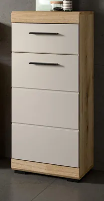 Produktbild von Badezimmer Kommode "Shawn" in Sand Kashmir und Evoke Eiche Badschrank 37 x 88 cm