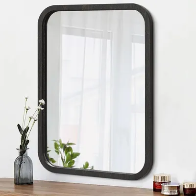 Obrázok produktu pre Elzusha – Drevené zrkadlo do kúpeľne, 45 x 60 cm, na upevnenie na stenu