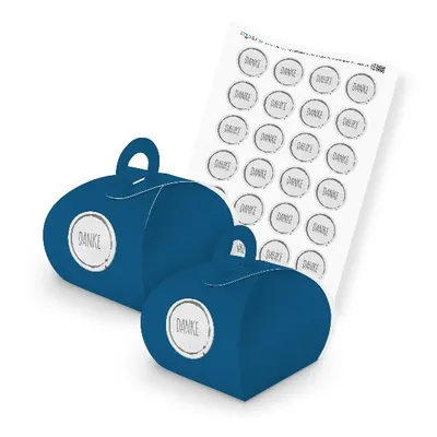 Produktbild von itenga SET Danke Stempeldesign Grau unlackiert (Motiv 83) 24x Geschenkschachtel