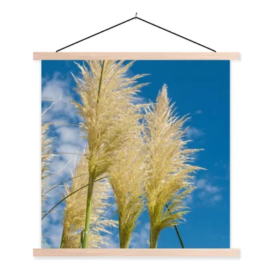 Produktbild von MuchoWow® Textilposter Pflanzen - Pampasgras - Luft 40x40 cm mit holzfarbenen Rahmen - Posterleiste