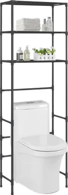 Produktbild von Eleganter Toilettenregal 3 Ablagen Schwarz 53x28x169 cm GermanyMöbel 86055 - Badregale