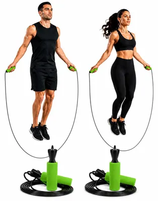 Produktbild von 2er Set - Springseil 280 cm Grün Fitness Speed Rope für Erwachsene – Seilspringen für Cardio, Ausdauertraining, Boxtraining, Crossfit, Fettverbrennung, Workout & Home Gym