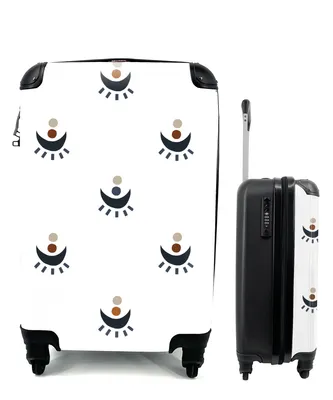Produktbild von MuchoWow® Koffer Handgepäck Trolley Rollkoffer Kleine Reisekoffer mit 4 Rollen - Muster - Mond - Punkte - Cabin Size < 55x40x23 cm & 55x40x20 cm - Kinderkoffer - Kabinenkoffer - Boardgepäck - Reise-Box - Reisekoffer - Reisegepäck - Koffer mit Bild - Trolley für Kinder