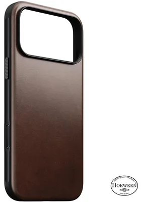 Image de Étui en cuir Horween Nomad Modern pour iPhone 18 Pro Max – Développement d'une patine robuste – Protection contre les chutes jusqu'à 2,4 mètres – Compatible avec la recharge MagSafe et Qi2 – Marron