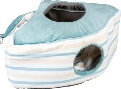 Image de Duvo+ Maison d'angle pour rongeurs en peluche rayée, taille : M