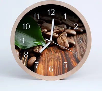 Produktbild von Holzuhr 30fi cm wanduhr - Kaffeebohnen