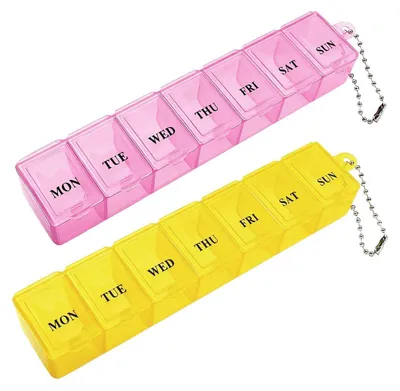 Productafbeelding van Pillenhouder voor 7 dagen, set van 2, roze en geel, 15 cm