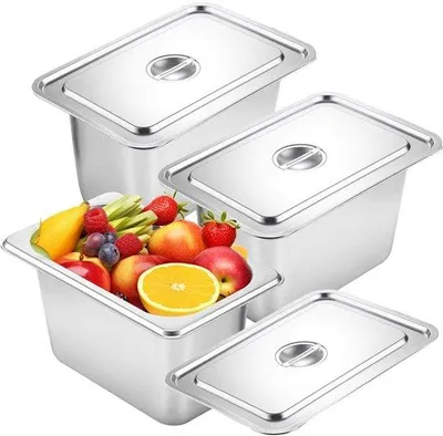 Immagine prodotto di Vassoio da cucina in acciaio inossidabile, 3 pezzi, resistente al calore, 32x17x6 cm
