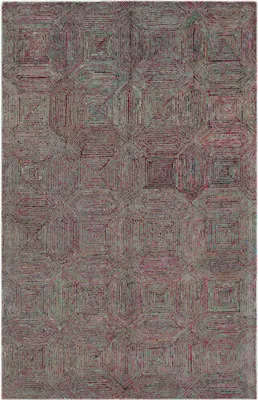 Produktbild von Teppich Chocho, Lila, 153x244 cm, aus Neuseelandwolle und Viskose, mit geometrischem Muster