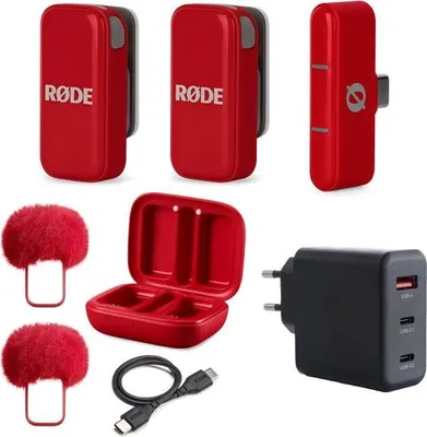 Image de Rode Wireless Micro Système de microphone sans fil USB-C Rouge avec adaptateur secteur