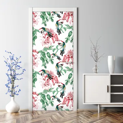 Produktbild von Dekorative Türaufkleber selbstklebend Klebefolie Aufkleber Grüne Papageien 70 x 200 cm