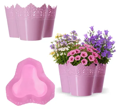 Produktbild von KADAX Töpfe "Calade", Blumentopf mit Spitzenmotiv, Dreifach, Rosa