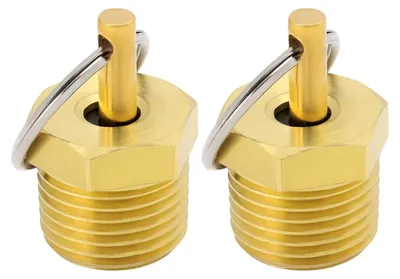 2x 1/2" NPT Messing-Ablassventil, 21 mm Sechskant, Sicherheitsventil