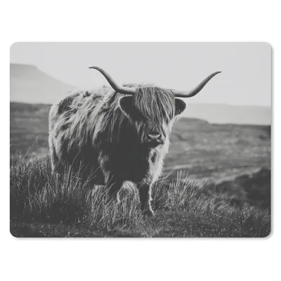 Produktbild von MuchoWow® Mauspad Mousepad Schottischer Hochlandbewohner - Natur - Kühe - Tiere - Schwarz und weiß 40x30 cm - Mousepads - Maus Mat - Pad - Mausunterlage - Anti Rutsch
