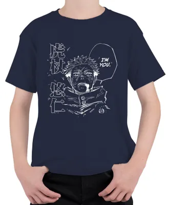 Immagine prodotto di I'M YOU Itadori Yuji Jujutsu Kaisen Manga Black White Gift Maglietta unisex per bambini, Navy, 140