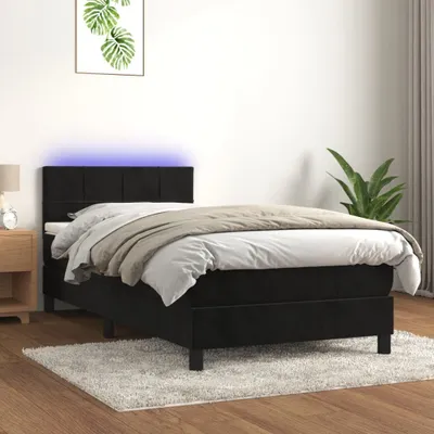 Produktbild von Boxspringbett mit Matratze & LED Schwarz 90x190 cm Samt