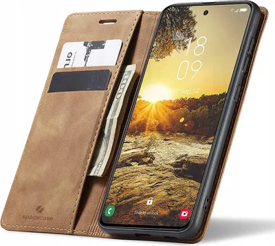 Image de SPACECASE Etui portefeuille à rabat pour Galaxy S24 FE Marron