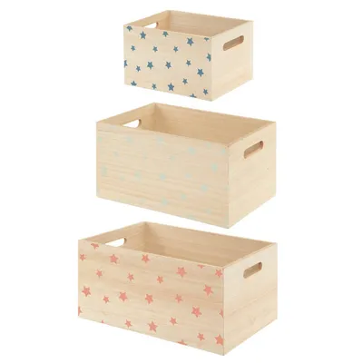 Produktbild von Set aus 3 kinderkisten stern aus holz - Atmosphera créateur d'intérieur