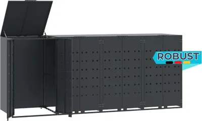Produktbild von Mülltonnenbox GORILO für 4 Tonnen Anthrazit 276x79x117 cm Stahl | Mülltonnenverkleidung 4er Mülltonnenhaus