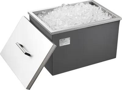 Image de Glacière à glace de 30 litres, bac à glace en acier inoxydable, 508 x 355 x 306 mm