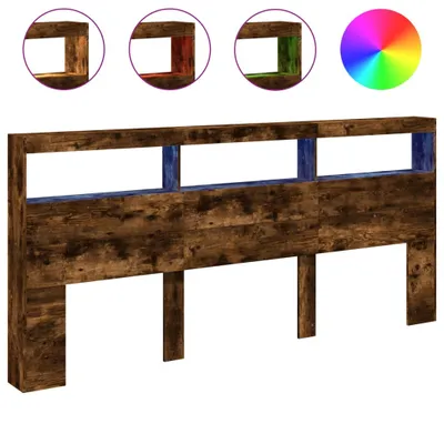 Produktbild von vidaXL LED-Kopfteil mit Ablage Räuchereiche 220x17x102 cm
