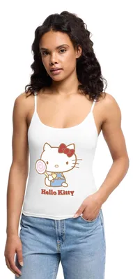 Produktbild von Spreadshirt Hello Kitty Mit Lollipop Frauen Premium Organic Top mit Spaghettiträgern, S, Weiß
