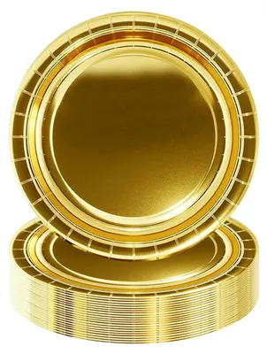 Produktbild von Set aus 50 goldenen Papptellern für Partys und Geburtstage