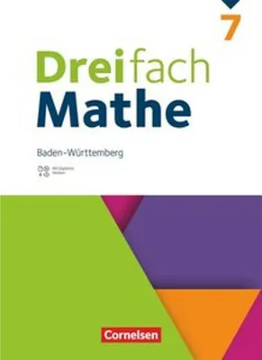 Produktbild von Dreifach Mathe 7. Schuljahr - Baden-Württemberg - Schulbuch mit digitalen Hilfen, Erklärfilmen und Wortvertonungen
