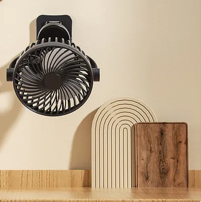 Produktbild von clip ventilator mobiler Mini Ventilator mit Akku Bodenventilator / Windmaschine 3 Geschwindigkeitsstufen schwarz