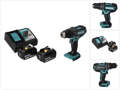 Image de Makita DHP 482 RF Perceuse-visseuse à percussion sans fil 18 V 62 Nm + 2x batterie 3,0 Ah + chargeur