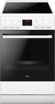 Produktbild von Amica SHC 903 032 W, Freistehender Herd, Schwarz, Weiß, Drehregler, Berührung, Weiß, Vorderseite, Keramik