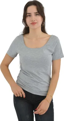 Produktbild von Royyen 225 T-Shirt aus gekämmter Baumwolle mit U-Ausschnitt vorne und hinten – SILBER / XXL