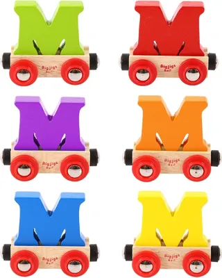 Produktbild von Bigjigs Rail Wagon Holzschienenbahn - Buchstabe M