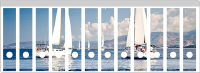 Produktbild von Wallario Ordnerrücken Sticker, selbstklebend für breite Ordner, 12 Stück, Motiv Segelschiff auf dem Mittelmeer