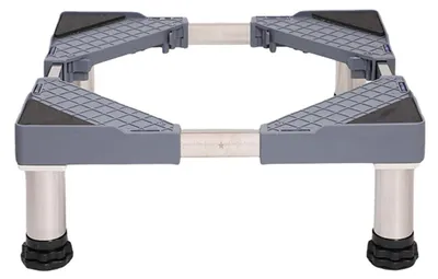 Image de Support pour lave-linge et réfrigérateur, réglable en hauteur de 19 à 22 cm, largeur de 42 à 65 cm, capacité de charge de 300 kg, couleur grise