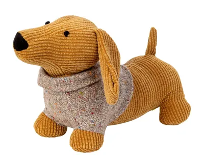 Produktbild von Türstopper Dackel Milo Mit Pullover Braun 31cm Cordstoff