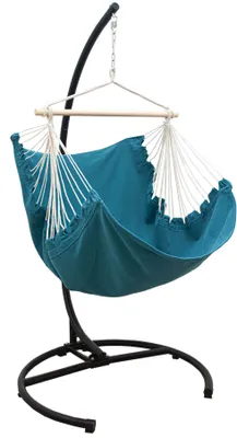 Imagen del producto de Silla colgante HMG-39, color azul petróleo oscuro + estructura para silla colgante HSG-155, color