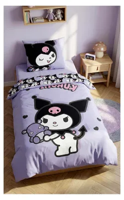 Produktbild von HELLO KITTY KUROMI – Bettwäsche-Set 140 x 200 cm + Kissenbezug 70 x 90 cm – wendbar – 100 % Polyester – Farbe Violett