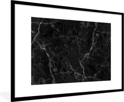 Produktbild von MuchoWow® Gerahmtes Poster Marmor - Schwarz - Weiß - Textur - Marmoroptik 90x60 cm - Poster mit Schwarzem Bilderrahmen Wandposter Rahmen Foto Bilder - Wanddekoration - Fotos