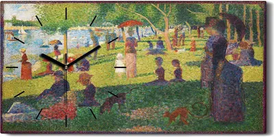 Produktbild von Dekor Leinwand Uhr Wandbilder 60x30 Studie für einen Sonntag auf La Grande Jatte - schwarze Hände