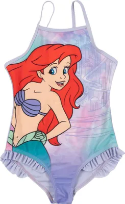 Produktbild von Disney Arielle Badeanzug mit Rüschen für Mädchen - Kinder Schwimmanzug Einteiler Lila 110-116