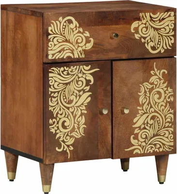 Immagine prodotto di Comodino con porta con cassetto Marrone miele 50 x 33 x 60 cm