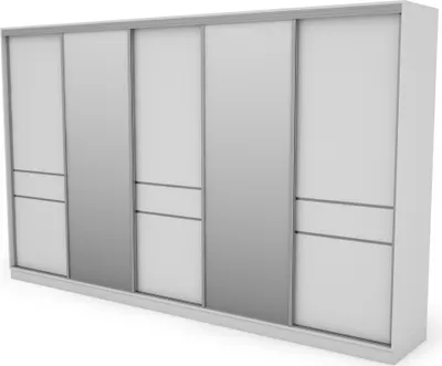 Produktbild von Meblast | Kleiderschrank 5D/360 cm, Weiß mit 2 Spiegeln (silberne Beschläge), Premium-Beschläge | Groß, Zeitlos